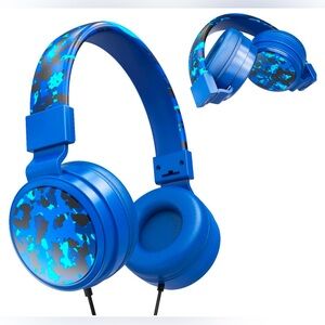 Gabba Goods Kids Safe Foldable Over-Ear Headphones - Camo Blue